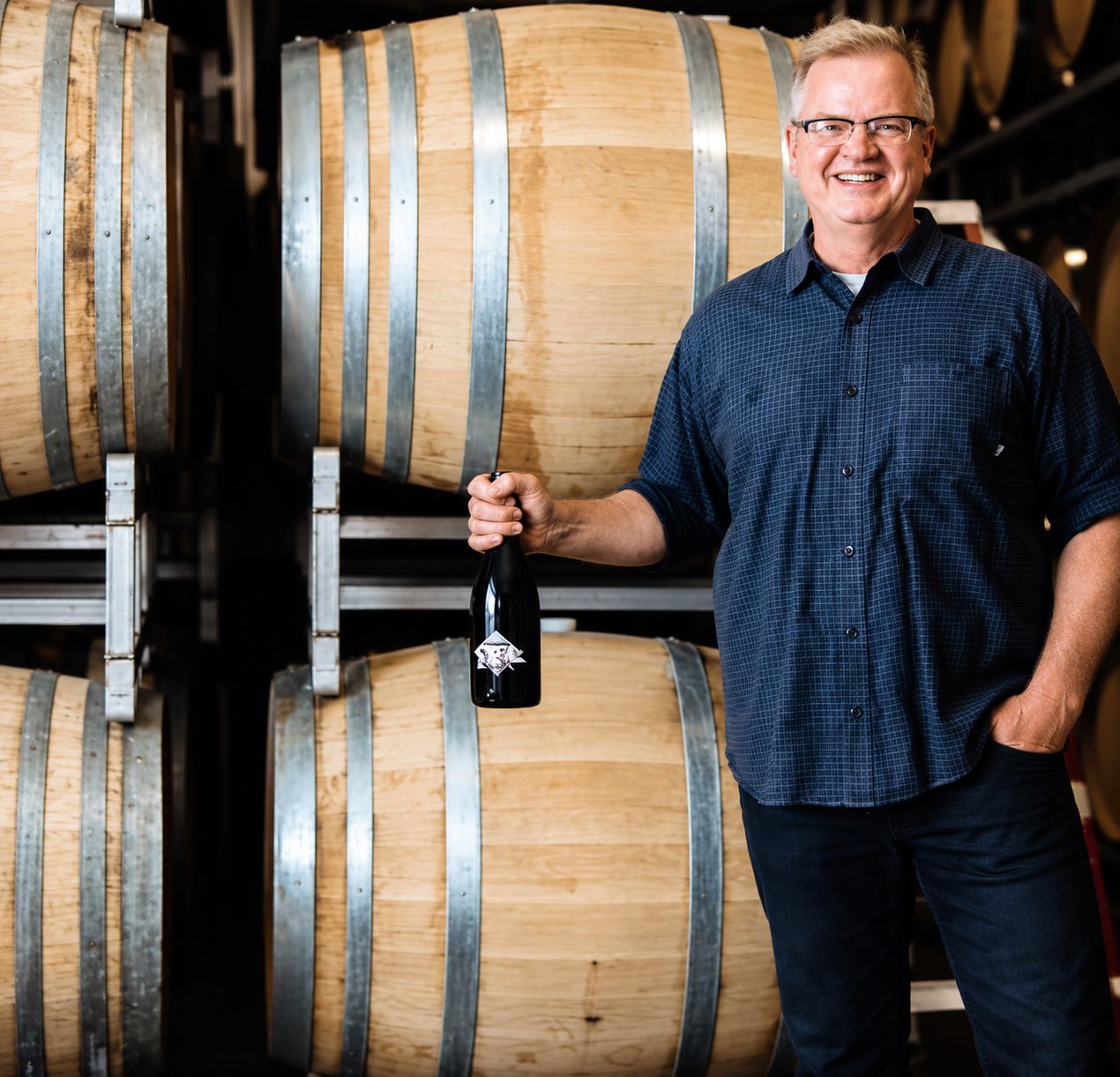 Jay McDonald in the barrel room